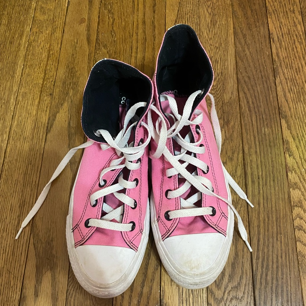 Converse Pink and White High-Top Sneakers